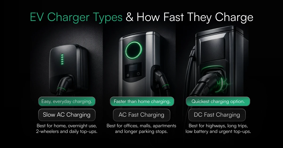 EV charger types and charging speed comparison